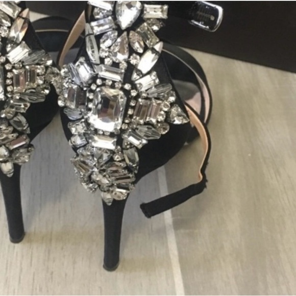 Badgley Mischka Bartley Rhinestone Black Heels - Picture 2 of 5